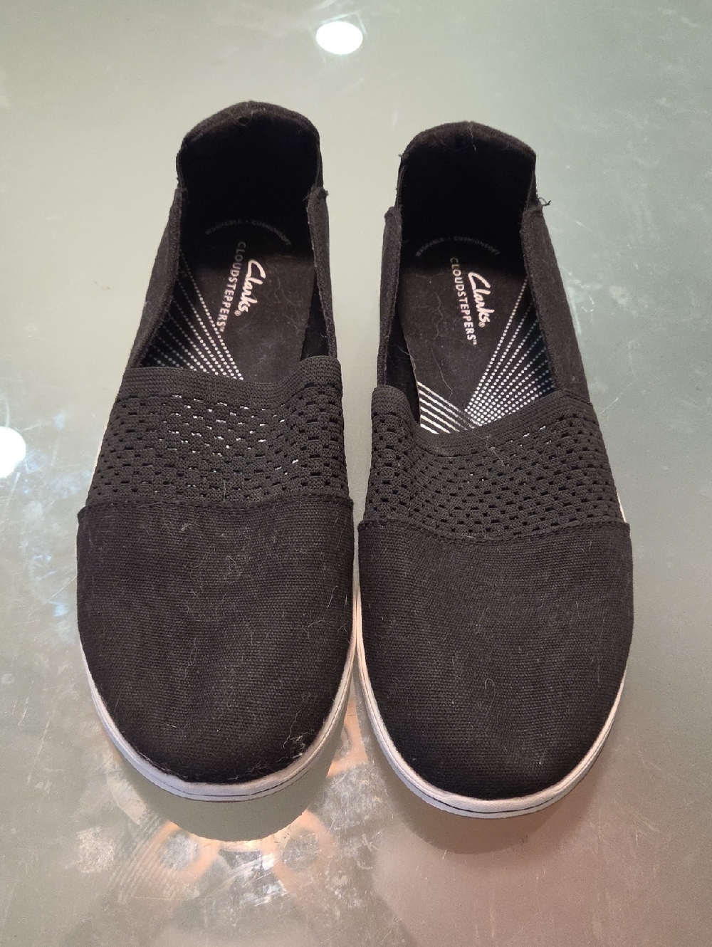 Clarks Cloudsteppers Breeze Vibe Women's Blac Slip-On Comfort Shoes Textile Flat
